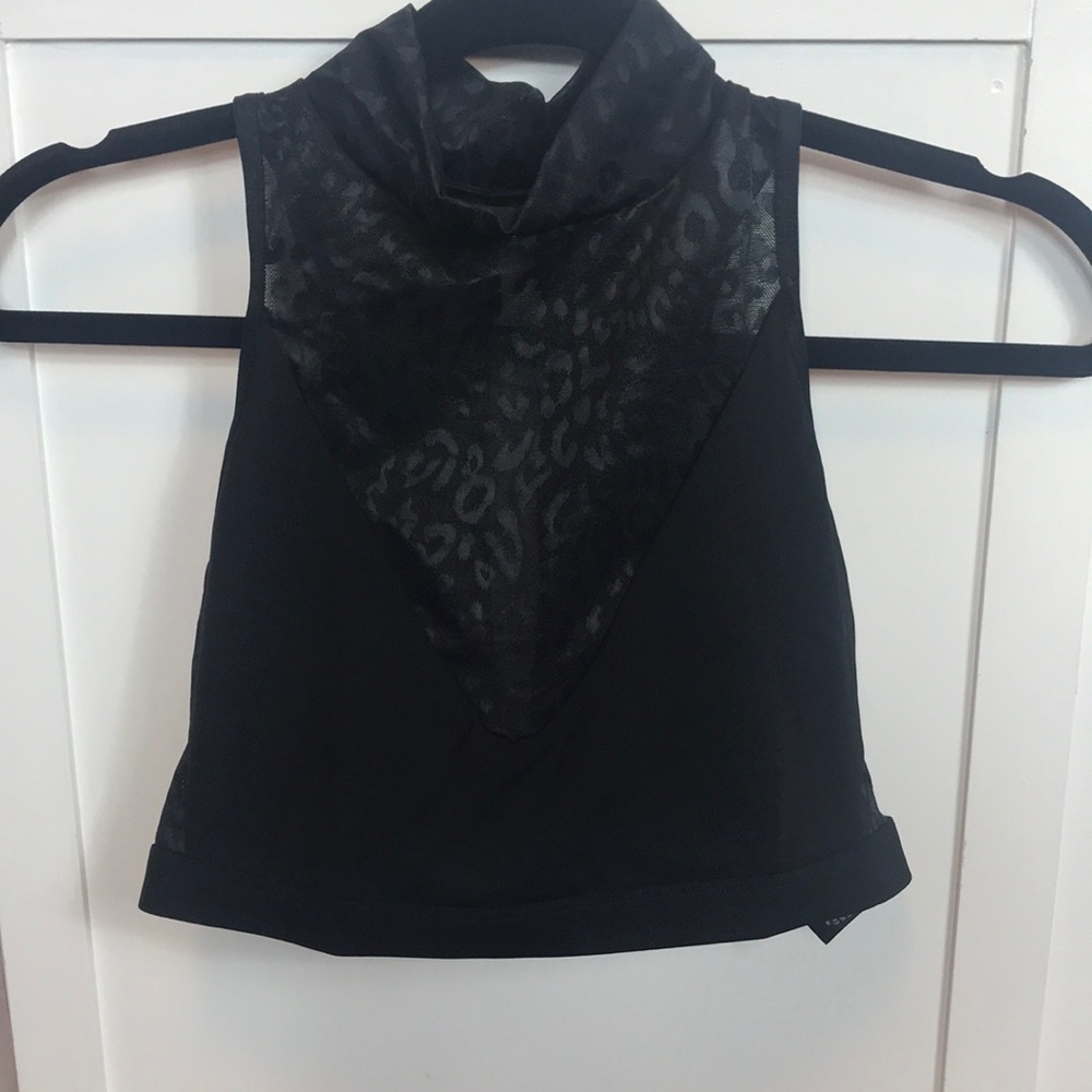 Victoria Secret Top Sports Bra Black High Neck Med